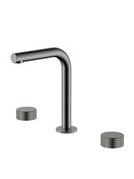 Смеситель Boheme Stick 152-GM.3 для раковины, на 3 отверстия, двухзахватный, ручки linea, графит