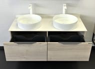 Тумба COMFORTY Порто-120-2  (1200х645х520) с 2 раковинами, столешницей, дуб дымчатый 00-00008910