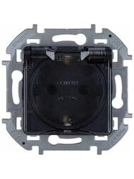 Розетка LEGRAND INSPIRIA с заземлением со шторками с крышкой 16 А  IP44 антрацит 673743