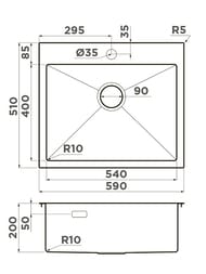 Мойка Omoikiri AKISAME 59-GB (590х510х200) монтаж врезной/вровень, графит, 4997014