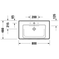 ����� � ��������� Duravit D-Neo 800�440�480 ���������, 1 ����, ������ ��� DE4255004160000+2367800000