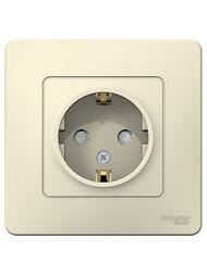 Розетка Systeme Electric BLANCA скрыт.устан. с заземл. со шторками, 16А, 250В, молочный BLNRS001112