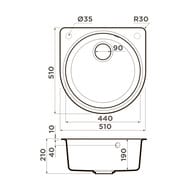 ����� Omoikiri AKEGATA 51-BL (510�510�190) �������, ���������, ����-������ 4993758