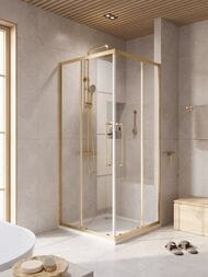 Душевой уголок CEZARES RELAX (900х900х2000) RELAX-304-A-2-90-C-BOR стекло прозрачное/золото брашир