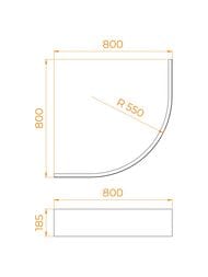 Панель для поддона RGW NР/STYLE-08 (800х800х185) фронтальная, полукруг, акрил, белая 16230410-08