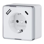Розетка с заземлением, шторками и USB Werkel Gallant W5071701, белый