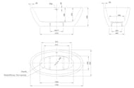 Ванна отдельностоящая Knief Loom XS 1700x850x600 акриловая, белая гл., с щелевым переливом 0100-258