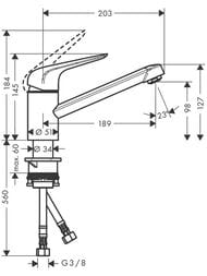 Смеситель Hansgrohe Focus M42 для кухни 100 мм поворотный излив сталь 71808800 — миниатюра 3