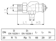 ������� ������ Oventrop ����� A ����������������, DN20 3/4"�, �������������� ������,   1181406