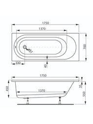����� ��������� VAGNERPLAST KASANDRA 175 (1750�700�450) �������������, ����� VPBA175KAS2X-04
