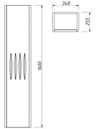 Пенал Caprigo TIBET Picco 348х1600х255 подвесной, правый, цвет графит 35251R-084