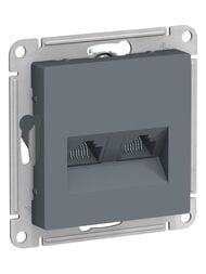 Розетка Systeme Electric ATLASDESIGN двойная компьютерная RJ45+RJ45 категория 5E грифель ATN000785