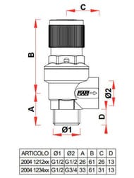 Клапан предохранительный автоматический FAR 1/2"ВН 8 бар, FA 2004 121280