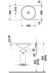 Умывальник встраиваемый снизу DURAVIT ARCHITEC 400х175 с переливом 0468400000