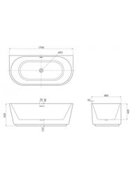 Ванна акриловая BelBagno BB108-170-80 (1700x800x560) полукруглая, пристенная, белая — миниатюра 4