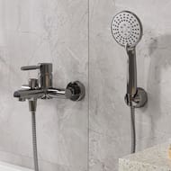 Смеситель для ванны WasserKRAFT Main 4101 однозахватный, короткий излив, душ. гарнитур, цвет: хром