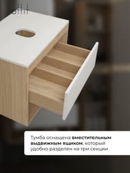 Тумба под раковину toHit Vernal 65 650x450x516 доводчик,столешница с вырезом, дуб эврика/белый матовый TH04-010165