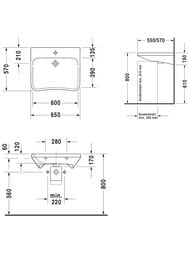 ���������� ����������� DURAVIT DuraStyle 650�570�170 �/� ��� ����., ��� �������� 2330650070