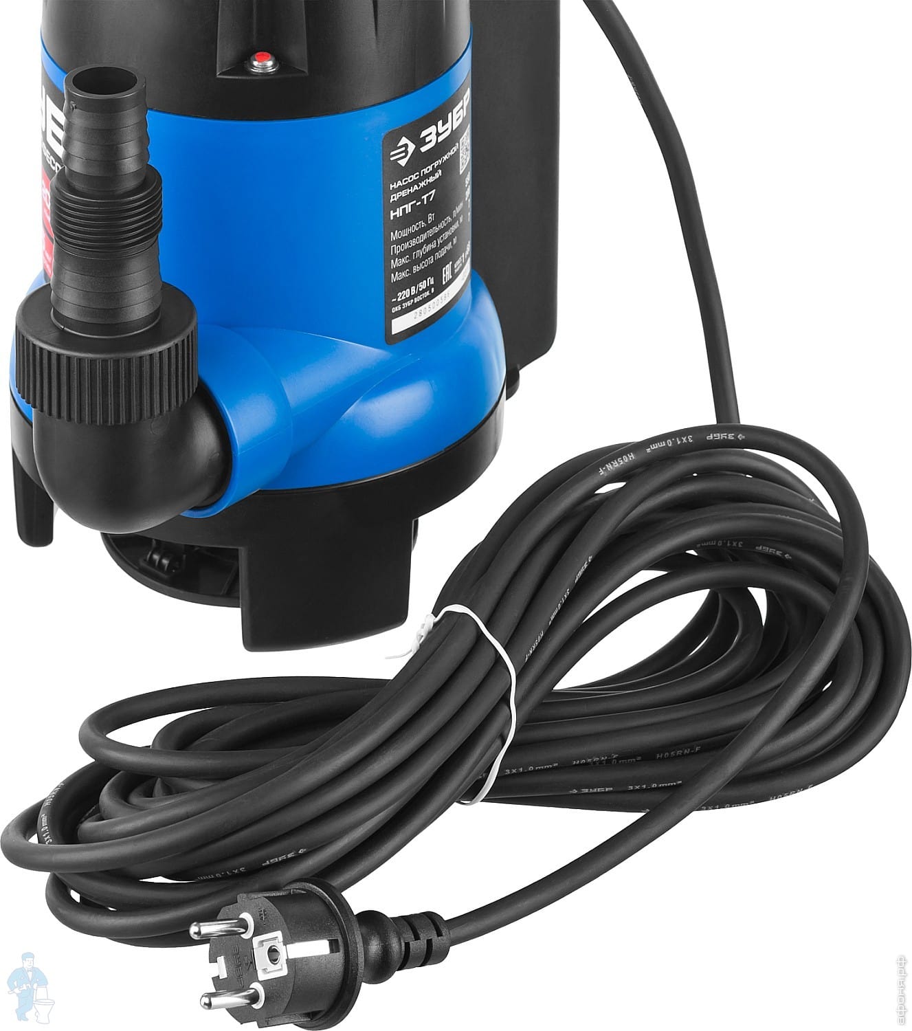 Насос дренажный ЗУБР НПГ-Т7-400 400Вт, 150л/мин, напор 5м,провод 10м ...