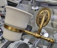 Уценка! Migliore Edera Стакан настенный, керамика, бронза ML.EDR-60.302.BR