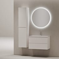 Тумба под раковину SANCOS Folk (790х445х500) подвесная, 2 ящика, рельефная, Bianco FL80W