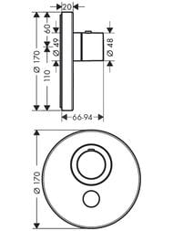 Смеситель Axor ShowerSelect 36726000 Highflow для душа, встраиваемый в стену, термостат, хром