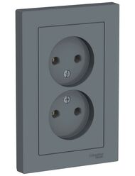 Розетка Systeme Electric ATLASDESIGN двойная без заземления 16А в сборе грифель ATN000720