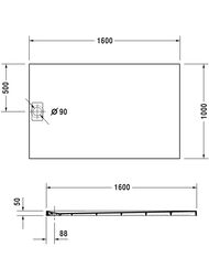 Душевой поддон Duravit Stonetto 1600х1000 устойчивый к повреждениям, антрацит 720171680000000 — изображение 2