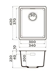 Мойка Omoikiri KATA 34-U SA (340х420х217) подстольный монтаж, бежевый 4993420