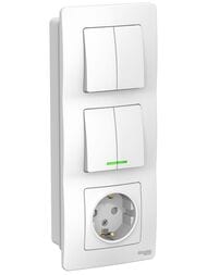Блок:розетка + два выкл. Systeme Electric BLANCA скрытой установки белый BLNBS101211
