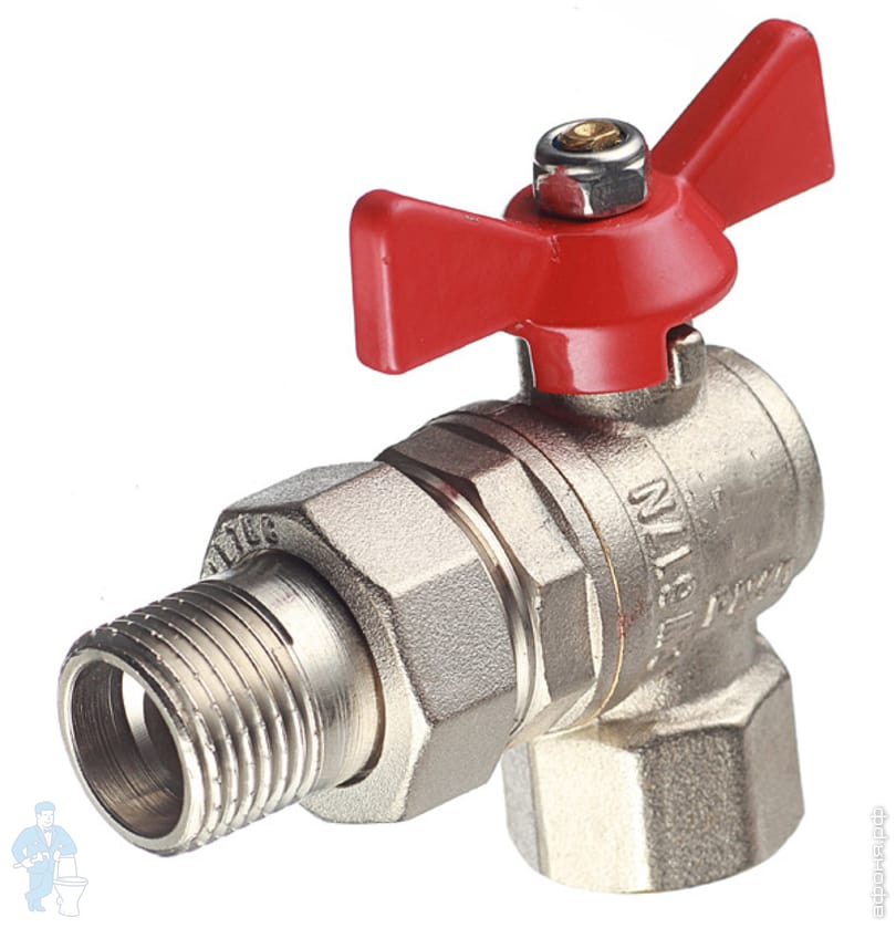 Кран угловой с американкой 1/2\"ВН VALTEC BASE красная бабочка VT.228.N ...