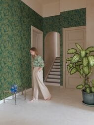 Обои виниловые на флизелине Grandeco Maison MN 2014 (0,53х10,05) листья, зеленые (рул.)