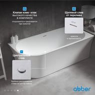 Ванна акриловая Abber (1500x780)  пристеннная, угловая правая, слив-перелив, белая AB9257-1.5 R — изображение 8