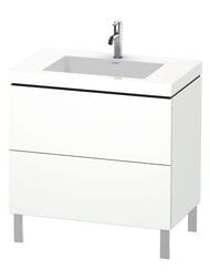 Тумба с умывальником Duravit L-Cube 800х698х480 2 ящика, 1 отв. под смес., белый матовый LC6937O1818 — миниатюра 1