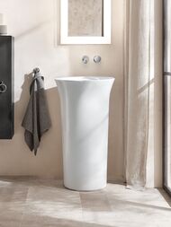 Раковина отдельностоящая Duravit White Tulip 2703500070 без отв. под смес, вывод в пол, белый
