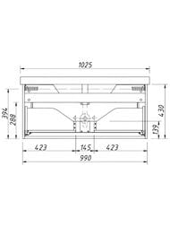 Тумба под раковину Caprigo Ponza-A 100 (1025х472х470) подвесная, цвет графит, 1 ящик 13514-084 — миниатюра 3