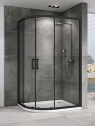Душевой уголок ABBER Schwarzer Diamant AG01180B (1000х800х1950) асимметр., стекло 6мм прозр./черный