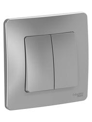 Выключатель Systeme Electric BLANCA скрыт.устан. 2-клавишный cх.5, 10A 250B, алюминий BLNVS010503