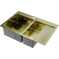 Мойка Omoikiri AKISAME 78-2-LG-L (780х510х200) большая чаша слева, светлое золото 4973087