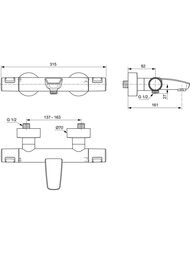 Смеситель для ванны/душа Ideal Standard CERATHERM T25 A7544XG термостат, настенный, черный матовый