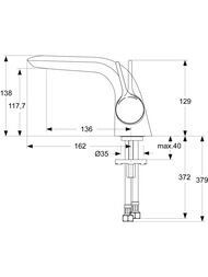 Смеситель для умывальника Ideal Standard MELANGE A4287AA излив 136мм, гибк подводка 3/8