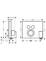 Смеситель Axor ShowerSelect 36712000 для душа встраиваемый, термостат, 2 потребителя, с держателем