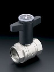 Кран шаровый Oventrop Optibal 1.1/4"ВВ DN-25 с термометром, полнопроходной, 16 бар, латунь, 1078010