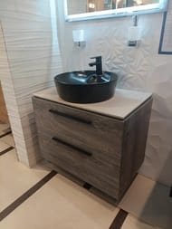 Уценка! Тумба с раковиной Aquanet Nova Lite 75 (747х650х450) подвесная, 2 ящика, цвет: дуб рошелье