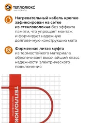 Теплый пол ТЕПЛОЛЮКС Neo 2м2, 160Вт/м2, 0,5м х 4м, 320Вт, без терморегулятора
