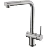 Смеситель для кухни BelBagno BB-LAM35-IN поворотный излив, выдвижная лейка с аэратором, сатин