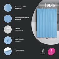 Штора для ванной комнаты IDDIS Base 200х180 см, с кольцами, полиэстер, голубой BS06P18i11 — миниатюра 2
