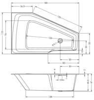 Ванна акриловая RIHO RETHING SPACE 180x110 L без гидромассажа, асимметричная,левая (уст.правый угол)