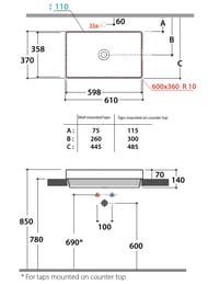 �������� Globo T-EDGE (610�370�140) ������������,��� ���. ��� ���������, Portoro Nero B6R61PN