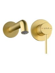 Встраиваемый смеситель для раковины VitrA Minimax Round A4354925EXP однорычажный брашированное золото латунь